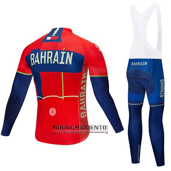 Abbigliamento Bahrain Merida 2019 Manica Lunga e Calzamaglia Con Bretelle Rosso - Clicca l'immagine per chiudere